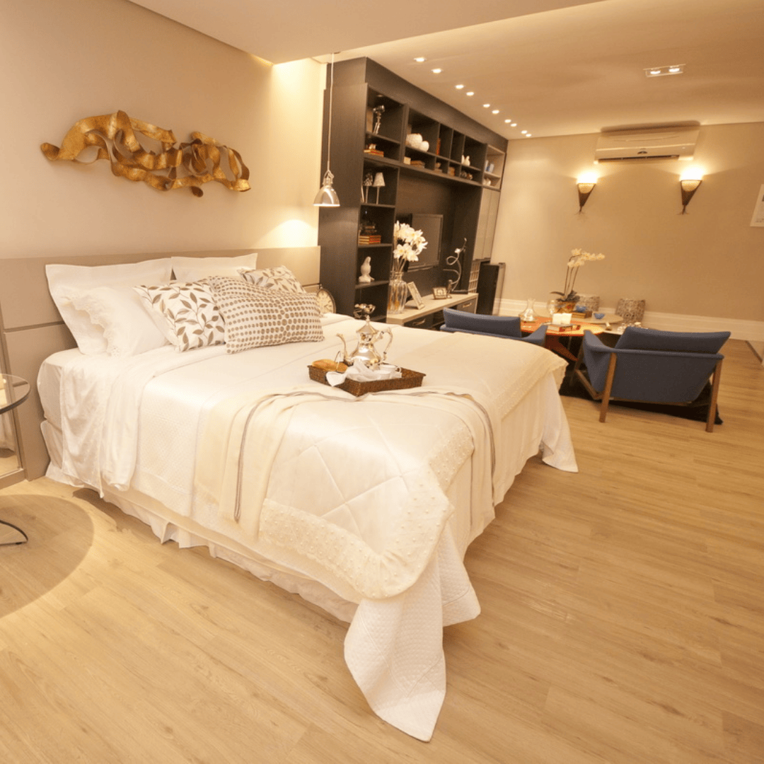 Quarto com piso vinílico de alto padrão