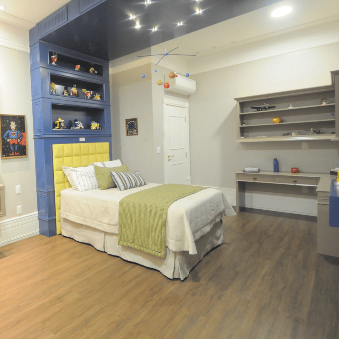 Quarto com piso vinílico de alto padrão